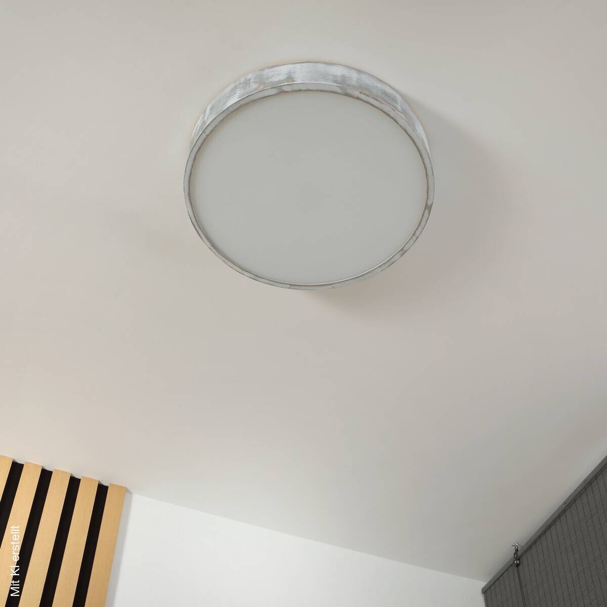 Lamkur Deckenleuchte weiß hellbraun Holz Glas B/H/L: ca. 48,5x12x48,5 cm 3 Brennstellen