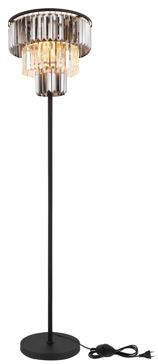 GLOBO Stehleuchte Rauch schwarz Glas Metall H/D: ca. 160x40 cm E27 3 Brennstellen