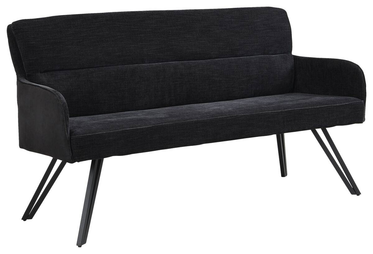 Sitzbank TINO schwarz Metall Microfaser B/H/T: ca. 160x94x67 cm