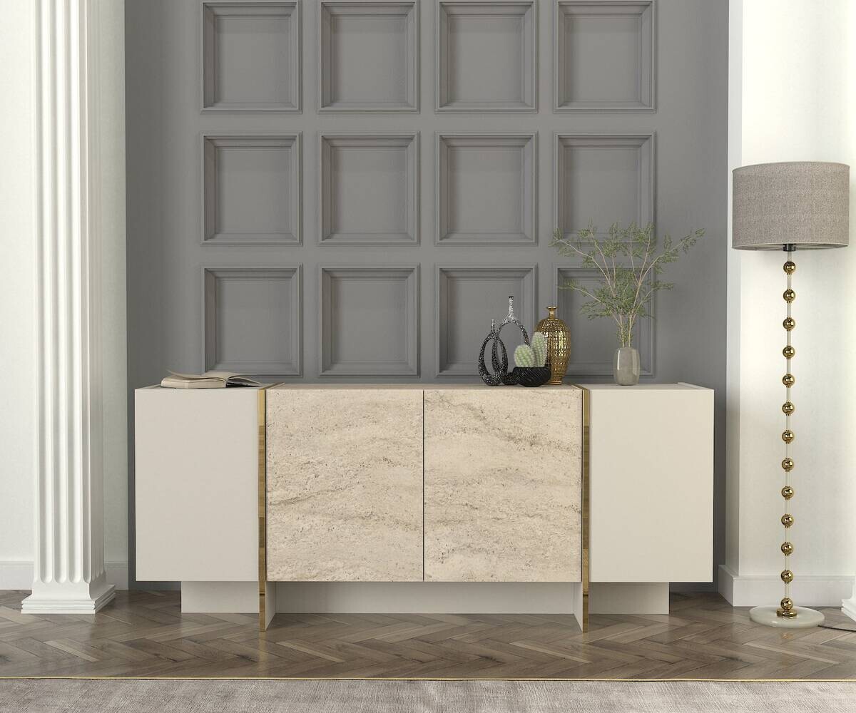 Sideboard Veyron beige granit Optik B/H/T: ca. 180x75,5x46,6 cm