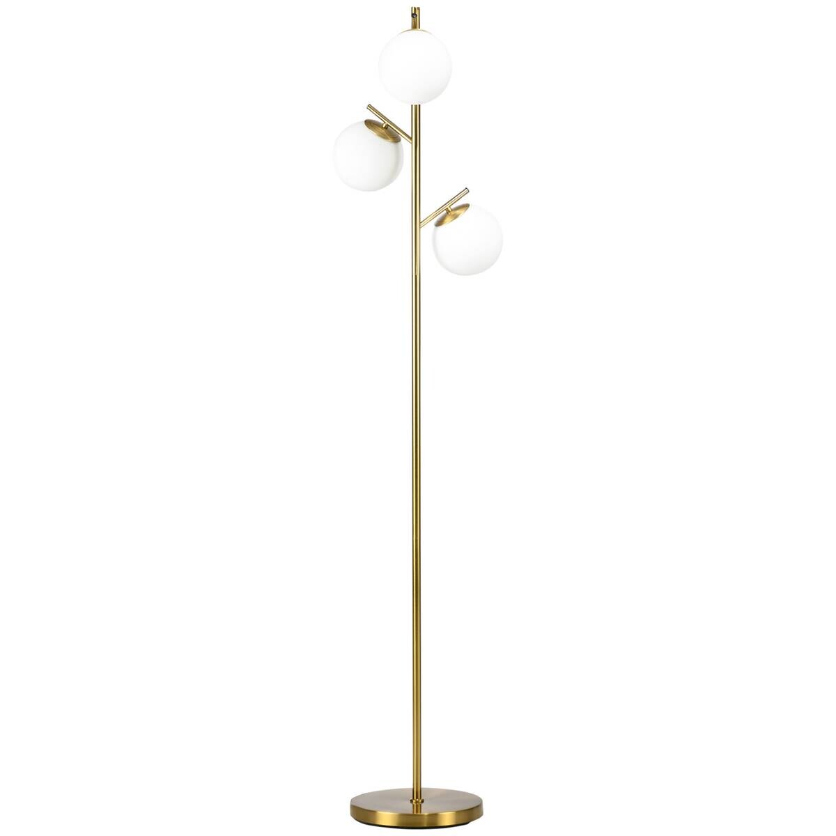 HOMCOM Stehleuchte gold Glas Metall B/H/L: ca. 27x169x27 cm E27 3 Brennstellen