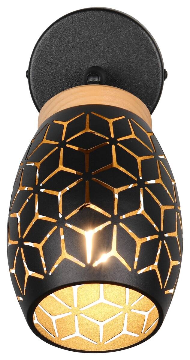 Reality Spots Bidar schwarz gold Metall B/H: ca. 12x27 cm E14 1 Brennstellen