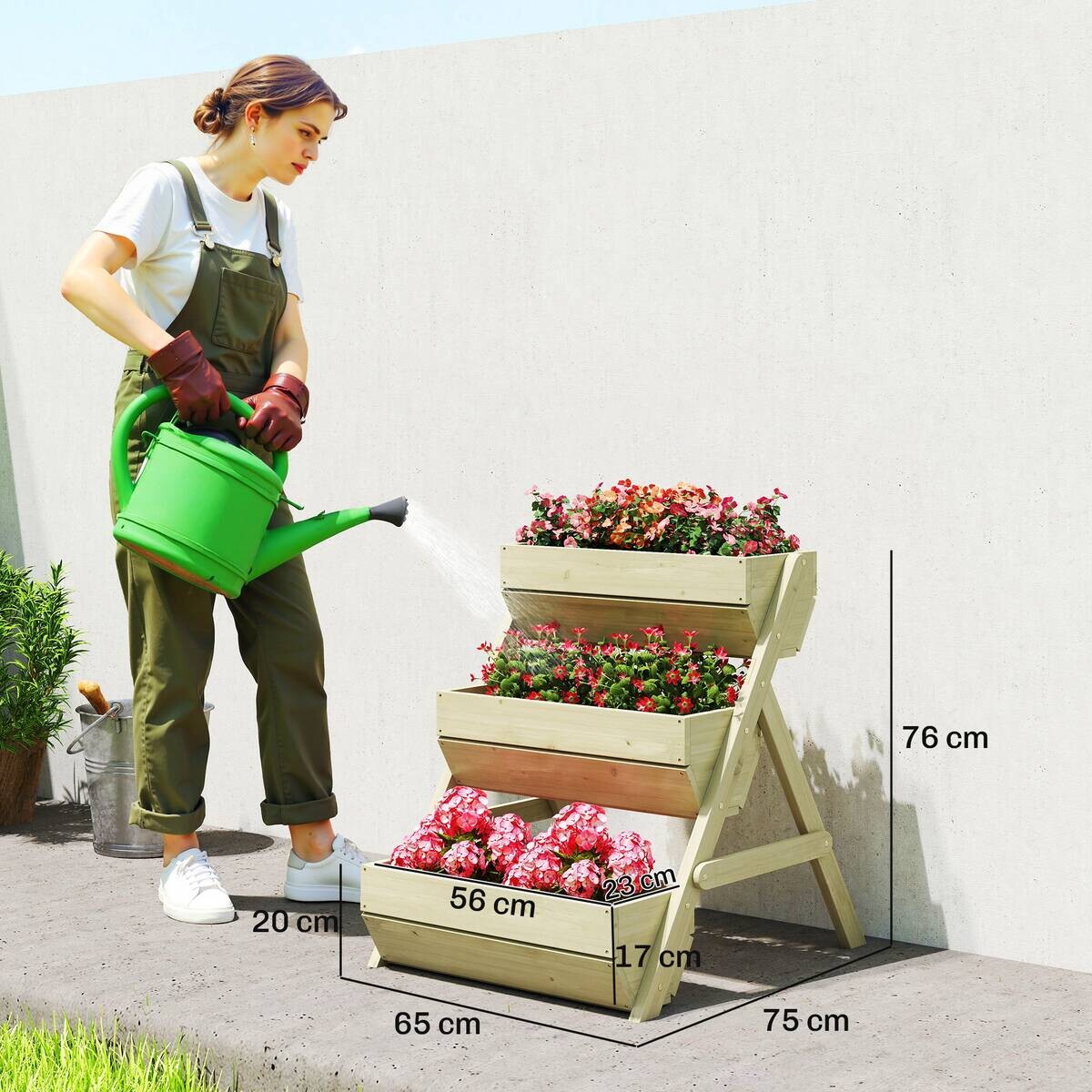 Outsunny Hochbeet grün B/H/T/L: ca. 65x76x65x75 cm