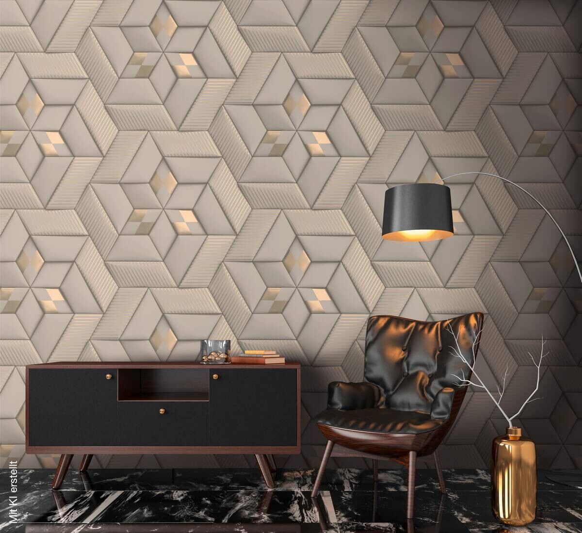 Livingwalls Fototapete 3D-Optik bronze grau taupe B/L: ca. 280x159 cm