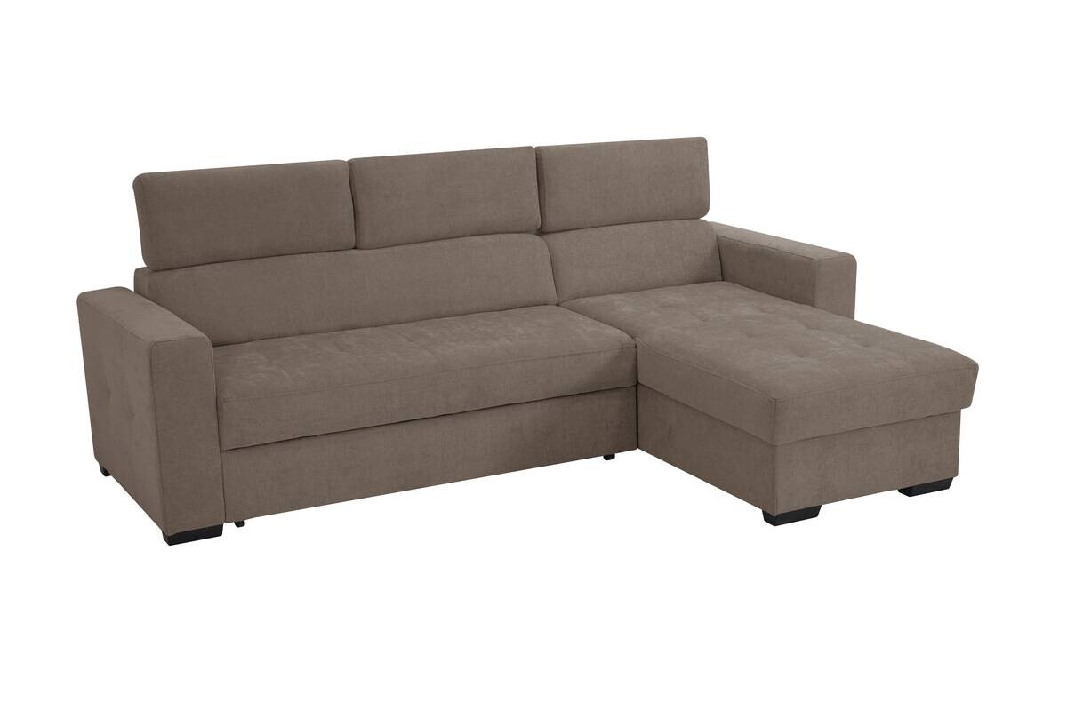 Ecksofa mit Bettfunktion und Bettkasten hellgrau Microfaser B/T: ca. 238x170 cm