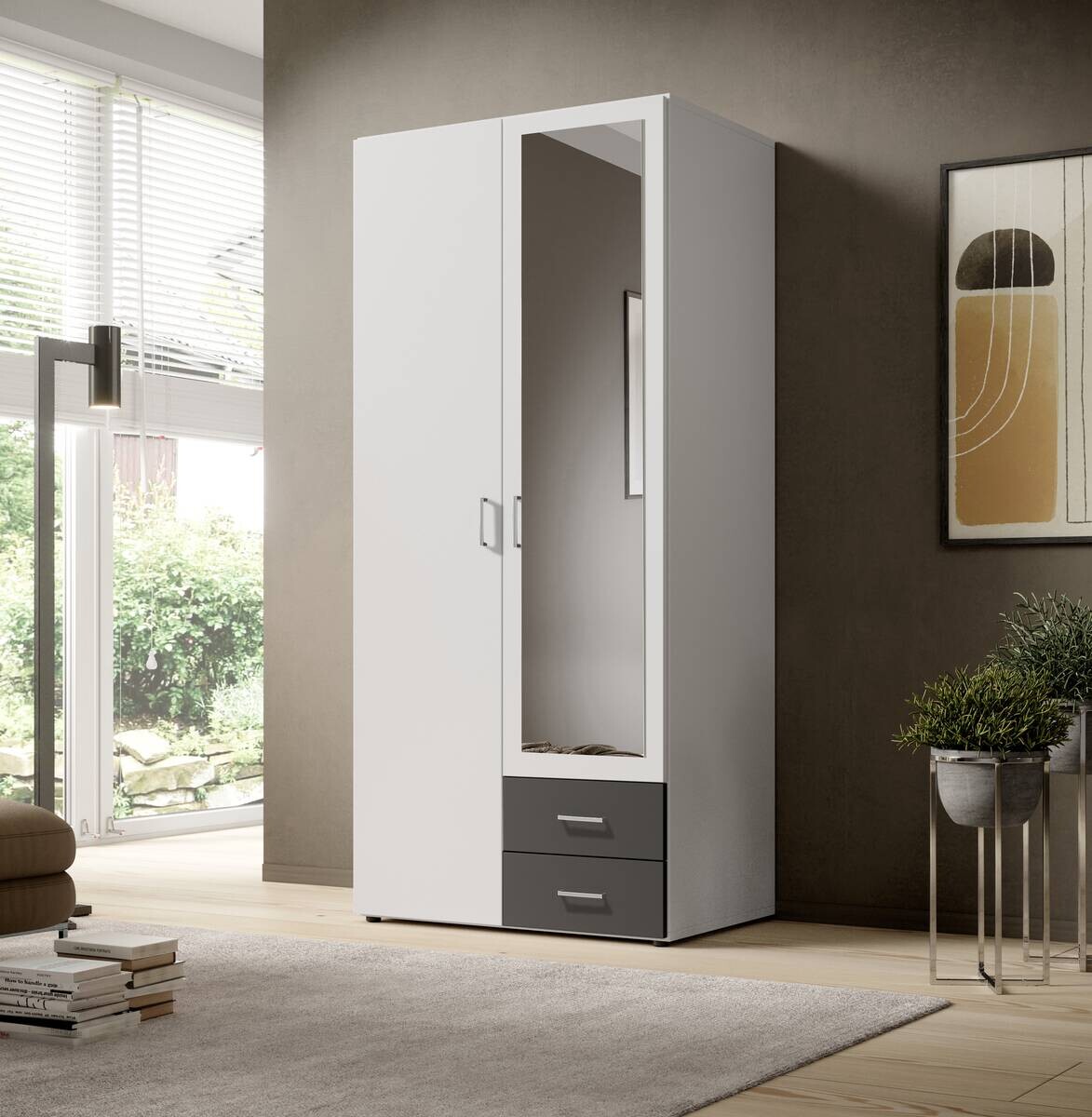 Kleiderschrank Base 2 weiß Graphit B/H/T: ca. 81x176x51 cm