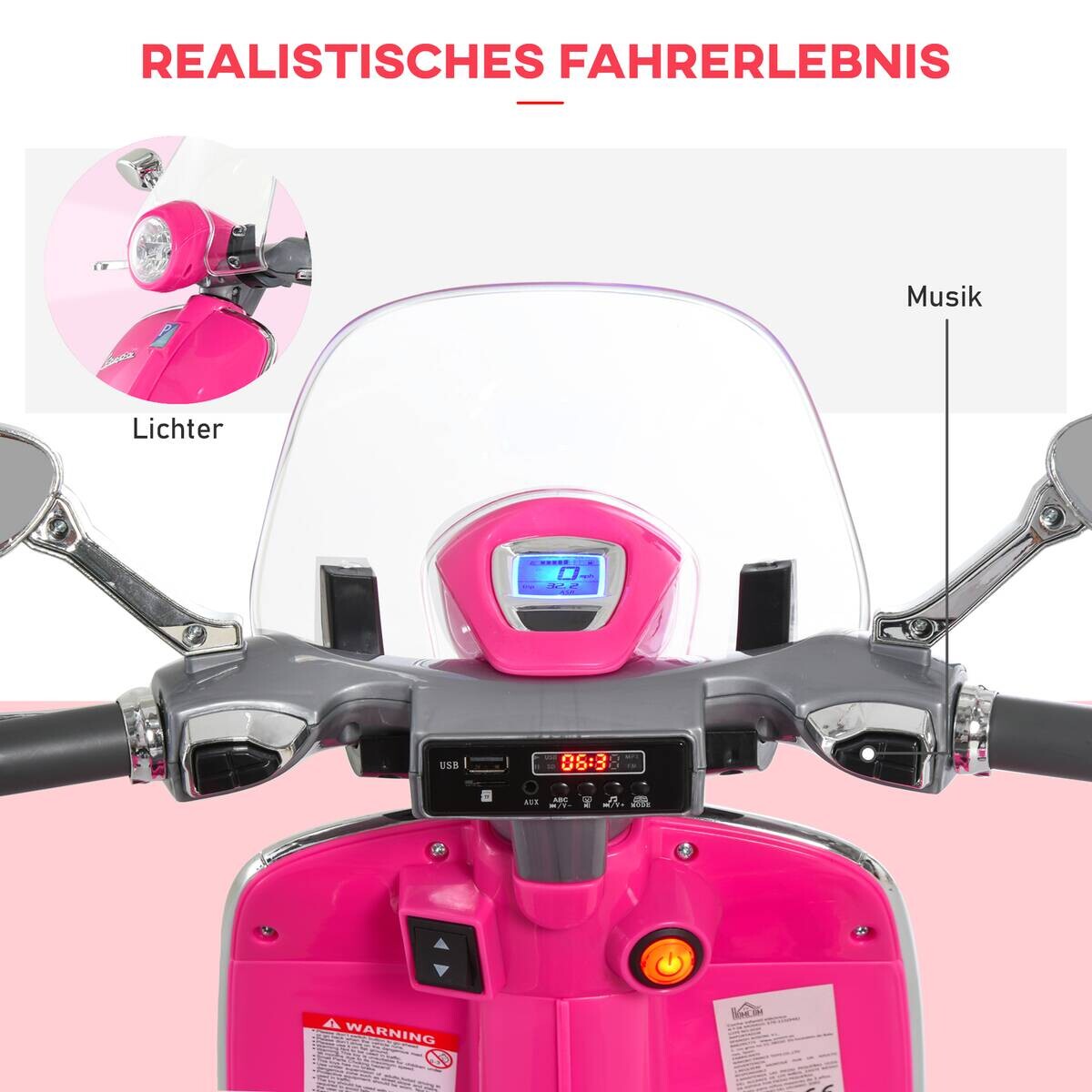 HOMCOM Elektrofahrzeug rosa B/H/L: ca. 49x75x108 cm