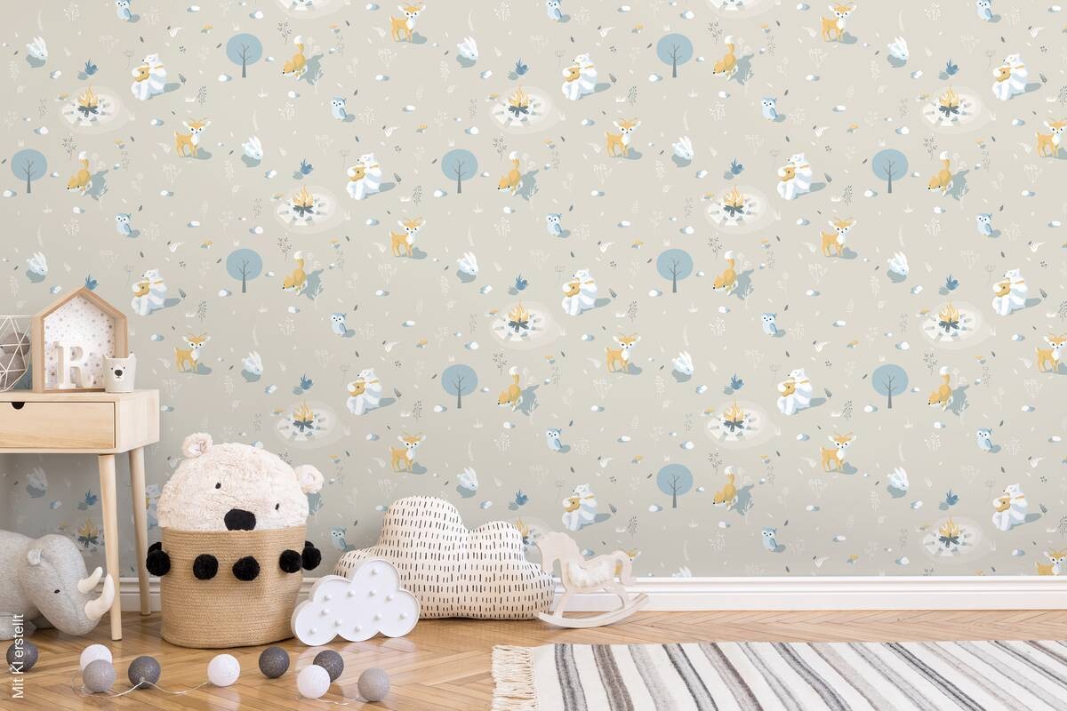 UGEPA Vliestapete Waldtiere beige bunt B/L: ca. 53x1005 cm