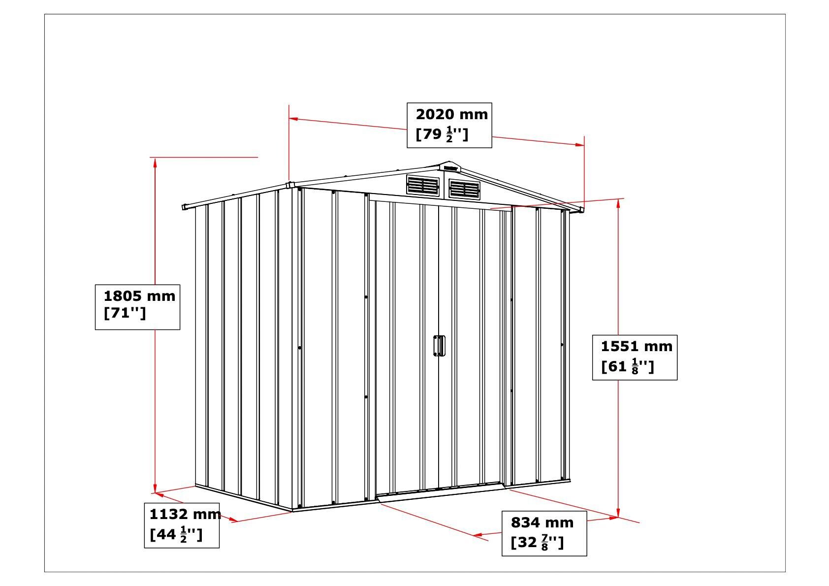 VCM Gerätehaus anthrazit B/H/L: ca. 202x181x113 cm