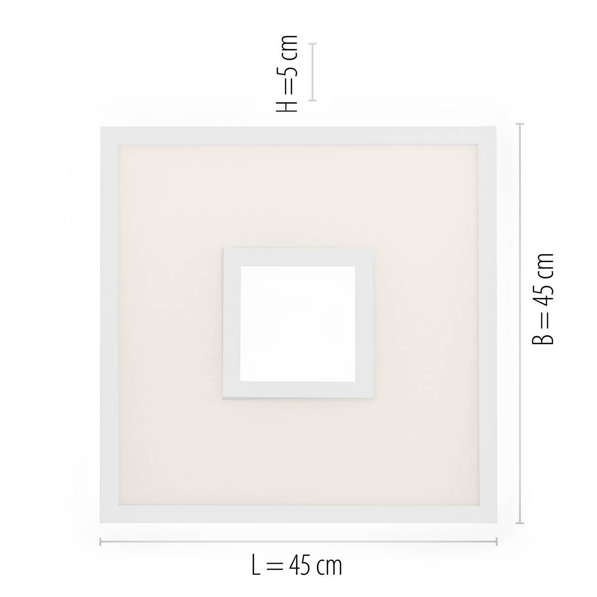 Just Light LED-Deckenleuchte RECESS 11645-16 weiß Kunststoff Metall B/H/T: ca. 45x5x45 cm 1 Brennstellen