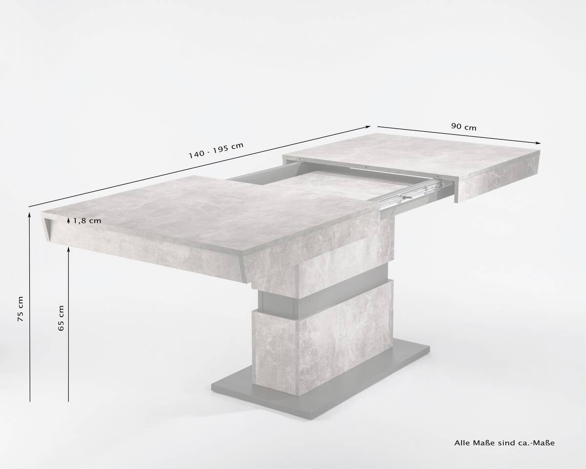Tisch MATTHEW Eiche Old Wood Nachbildung anthrazit B/H/T: ca. 140x75x90 cm