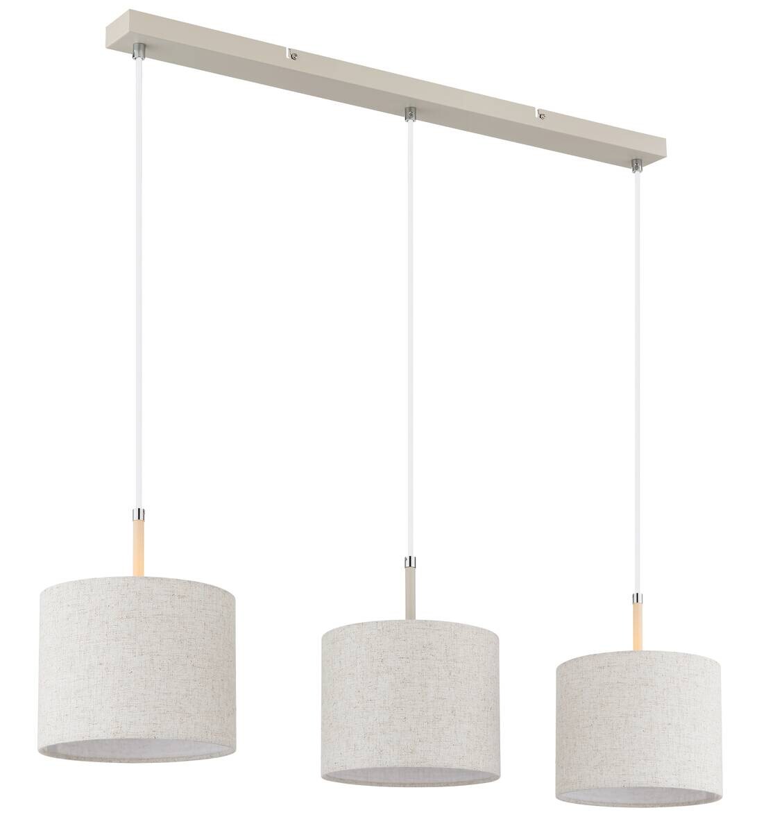 Pendelleuchte sand Metall Textil B/H/L: ca. 20x120x90 cm E27 3 Brennstellen