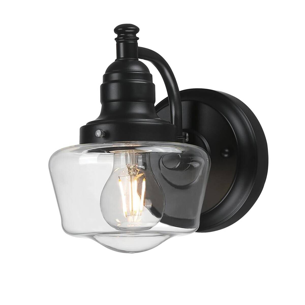 Westinghouse Außenwandleuchte Eddystone mattschwarz Glas Metall B/H/L: ca. 15x21x22 cm E27 1 Brennstellen