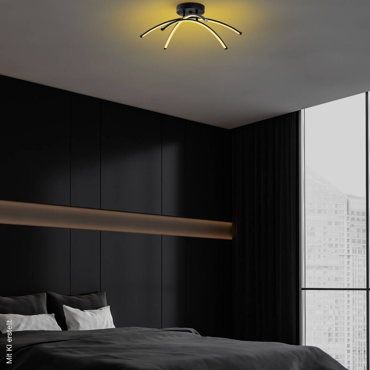 Opviq LED-Deckenleuchte schwarz B/H/T: ca. 57x20x57 cm