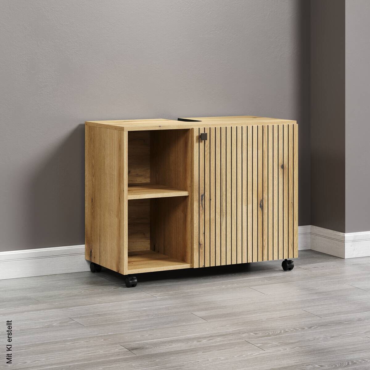 Waschbeckenunterschrank Pure Bliss Eiche Evoke Oak Nachbildung schwarz B/H/T: ca. 80x64x42 cm