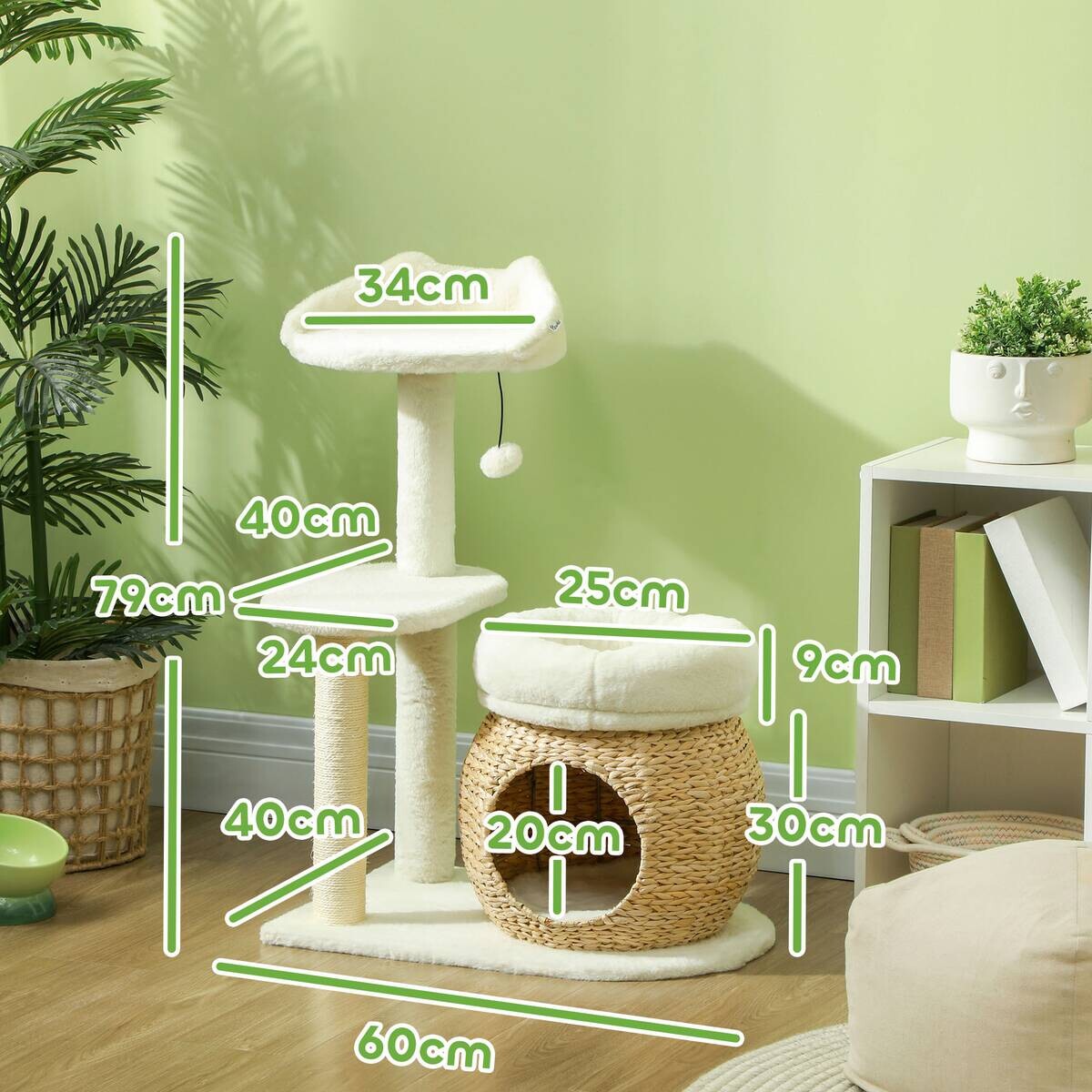 PawHut Kratzbaum cremeweiß Spanplatte B/H/L: ca. 40x79x60 cm