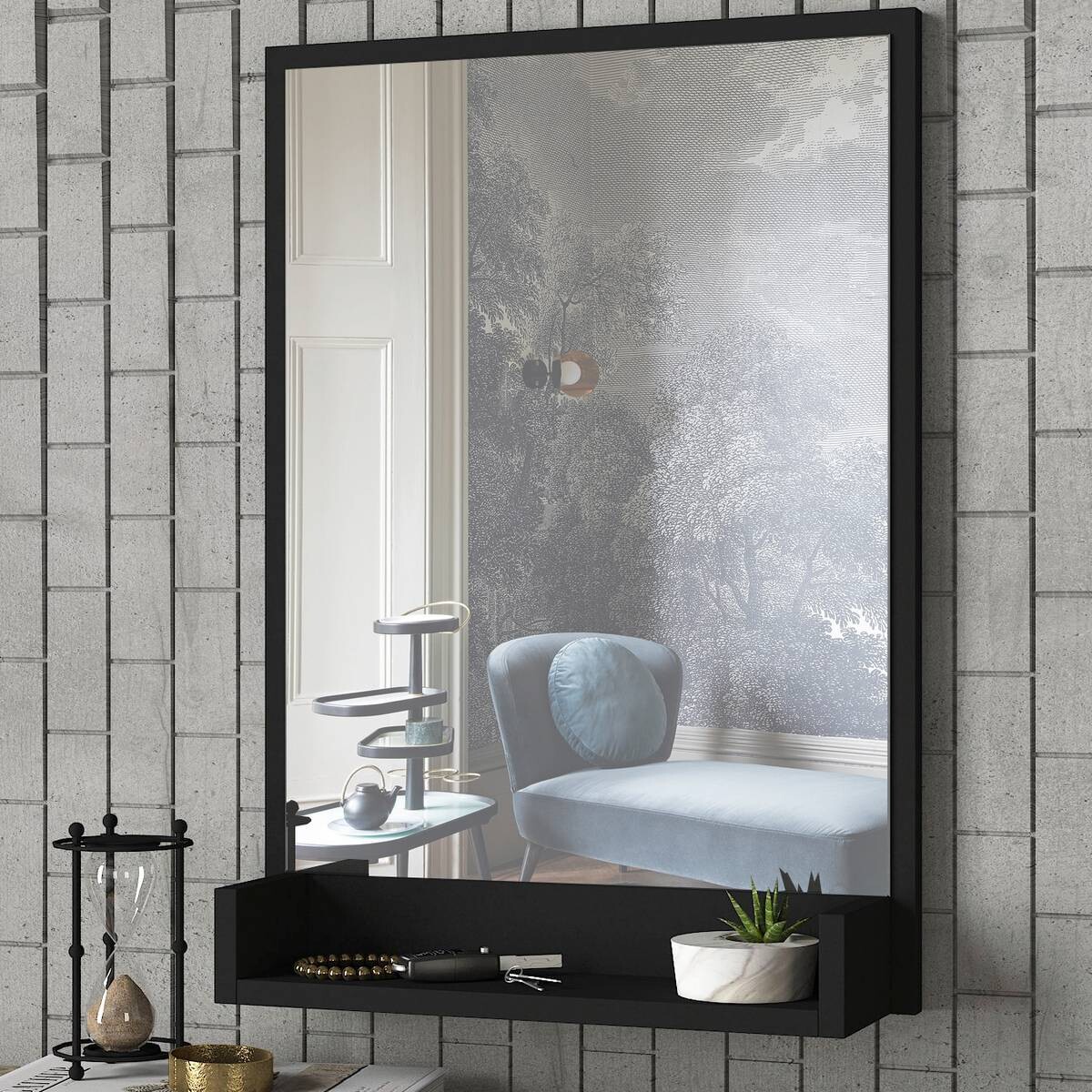 Wandspiegel Costa schwarz B/H/T: ca. 45x75x12 cm