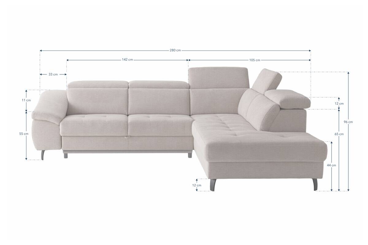 Ecksofa mit Bettfunktion leinen Flachgewebe B/H/T: ca. 280x96x238 cm