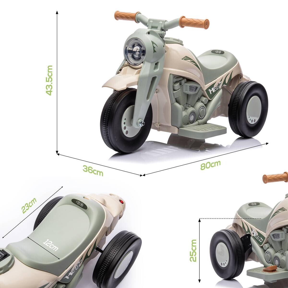 AIYAPLAY Elektromotorrad cremeweiß B/H/L: ca. 36x43,5x80 cm