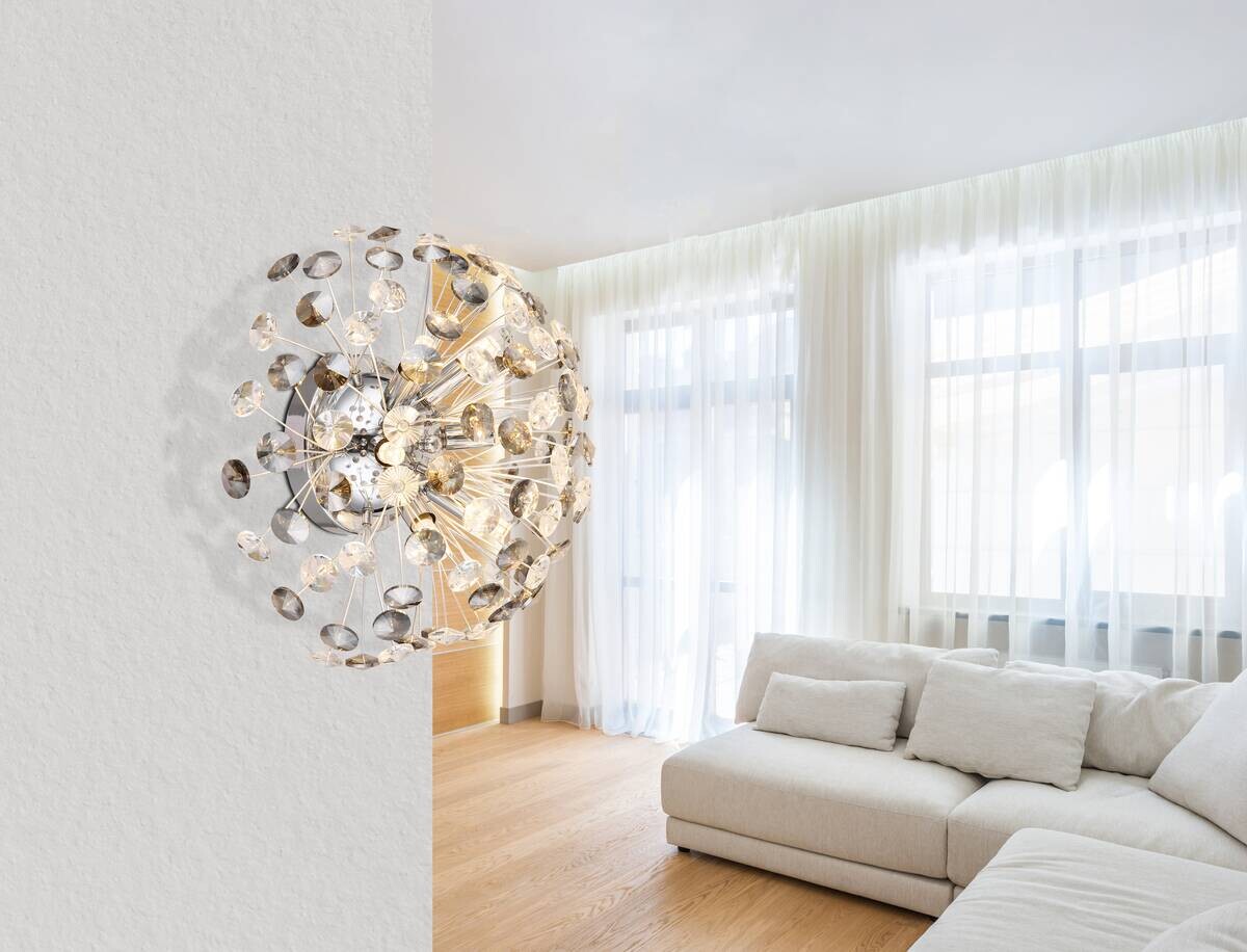 GLOBO LED-Wandleuchte Rauch Chrom Metall D: ca. 40 cm G9 6 Brennstellen