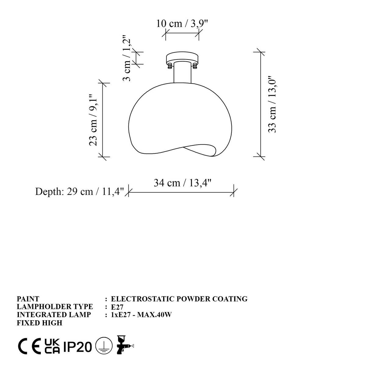 Opviq Deckenleuchte Yontu-15851 weiß Polyester-Mischgewebe Metall B/H/L: ca. 29x33x34 cm E27 1 Brennstellen