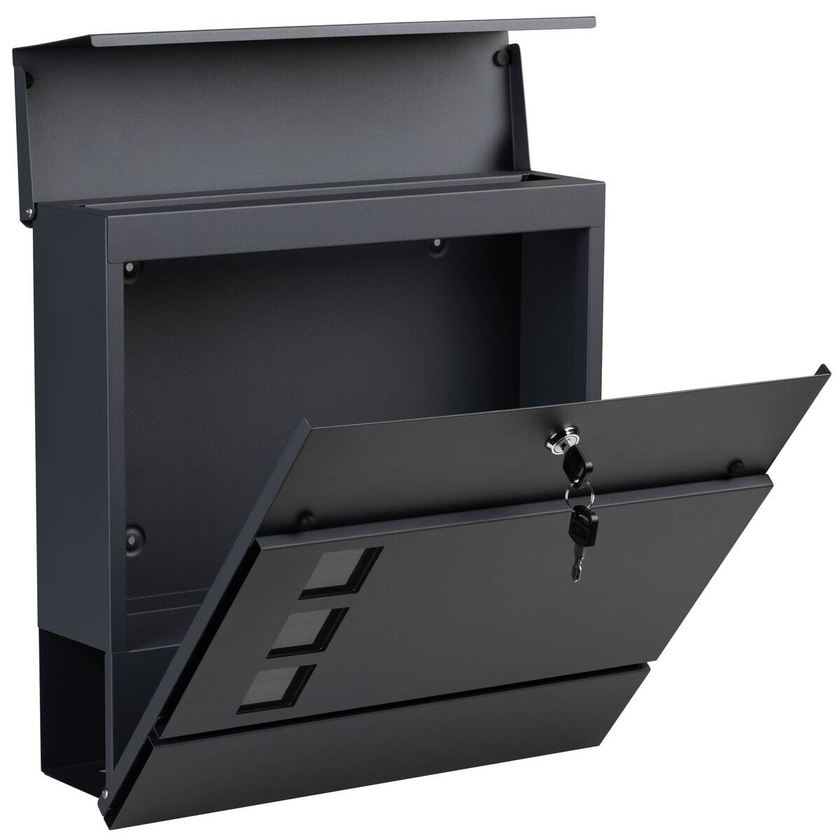 Briefkasten schwarz B/H/L: ca. 15,5x42x42,5 cm