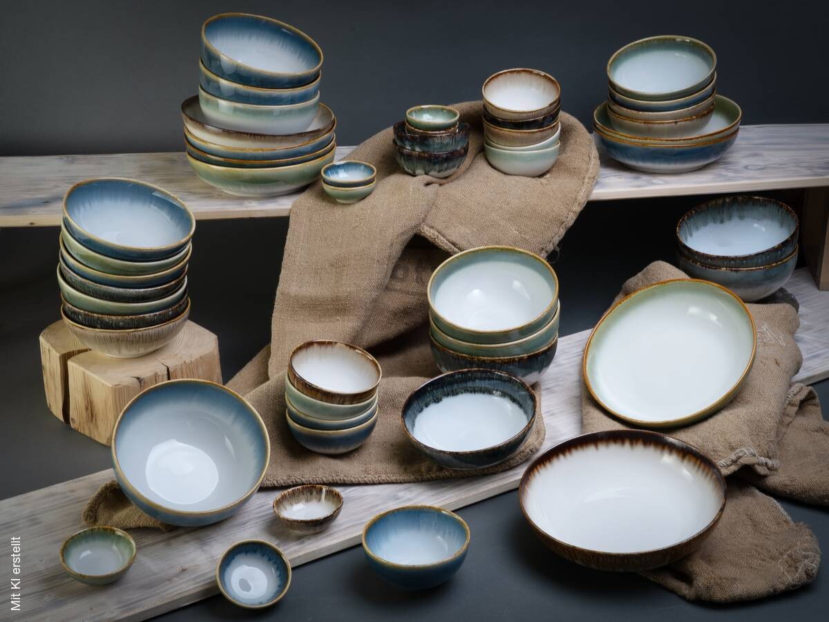 CreaTable Müslischalenset Cascade Bowls Mix Poke bunt Steinzeug
