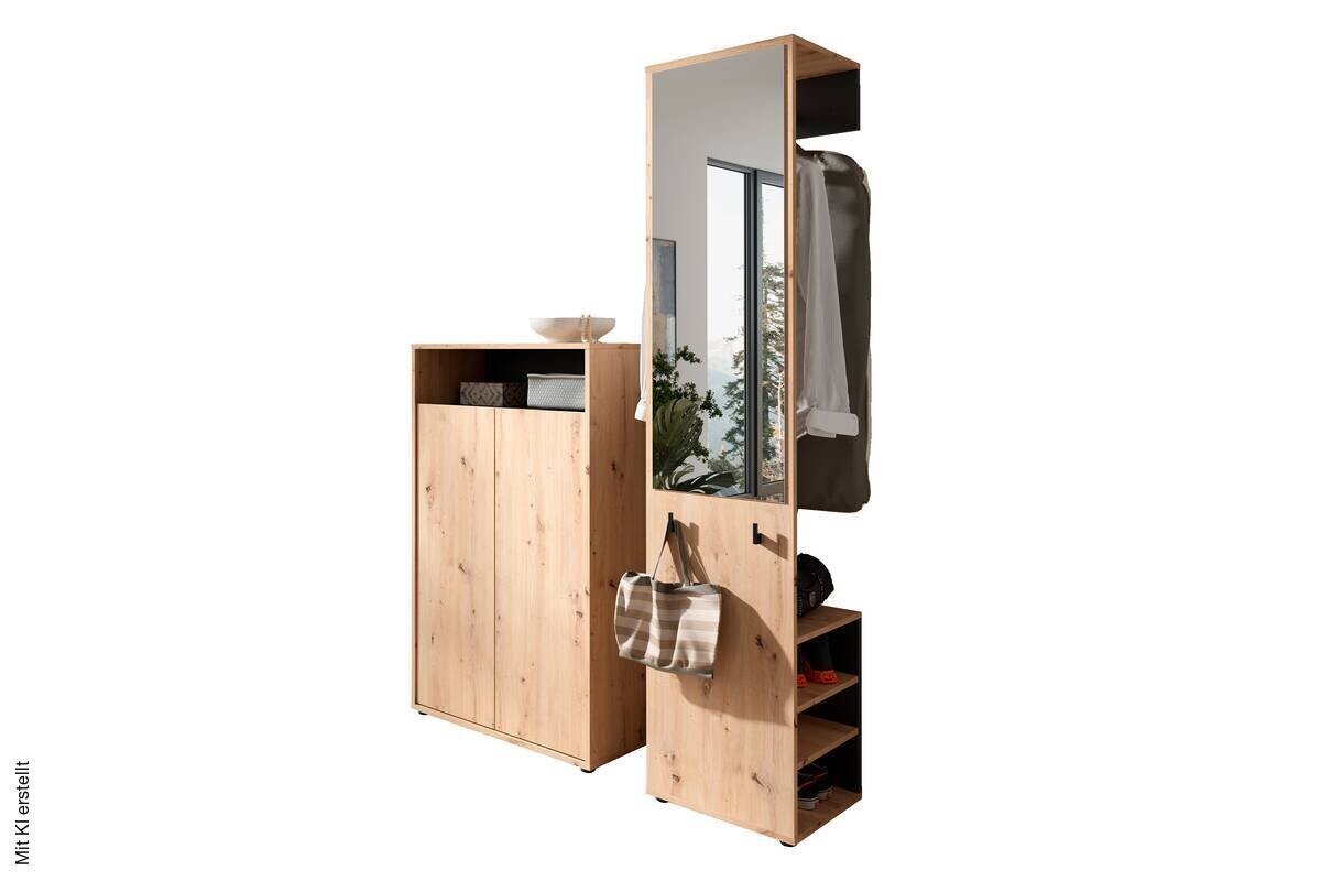 Garderobe Lyon Eiche Artisan Nachbildung schwarz B/H/T: ca. 70x115x33,5 cm