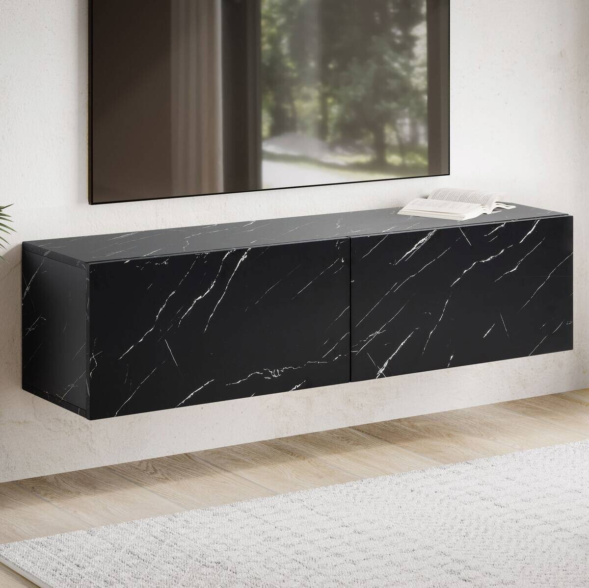 Lowboard schwarz Marmor Optik B/H/T: ca. 120x30x30 cm