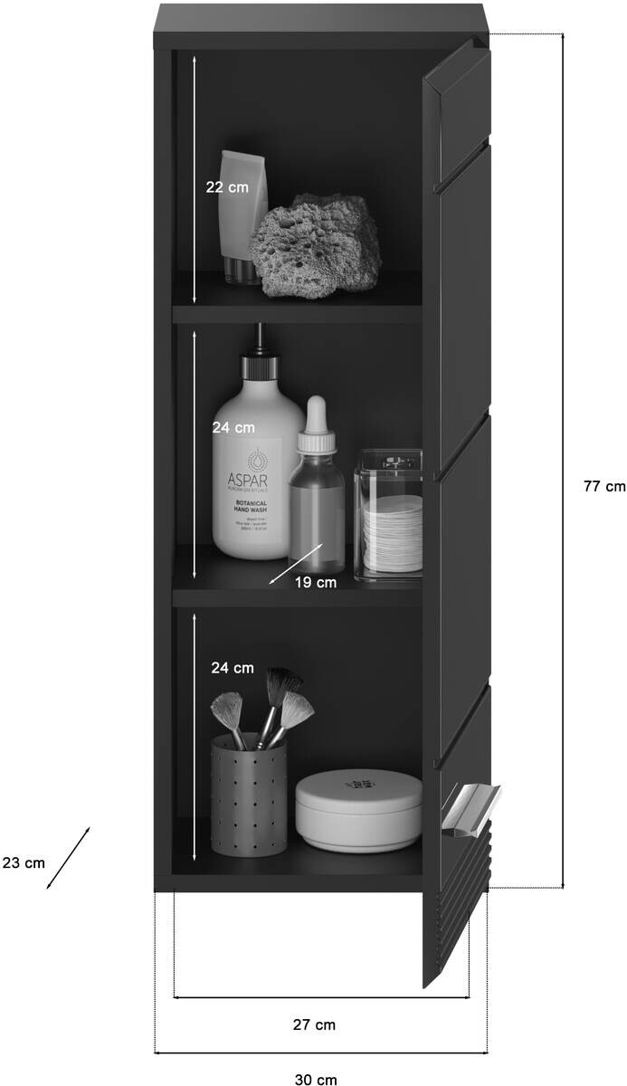 Badezimmer-Set LINUS schwarz schwarz Hochglanz B/H/T: ca. 105x182x34 cm