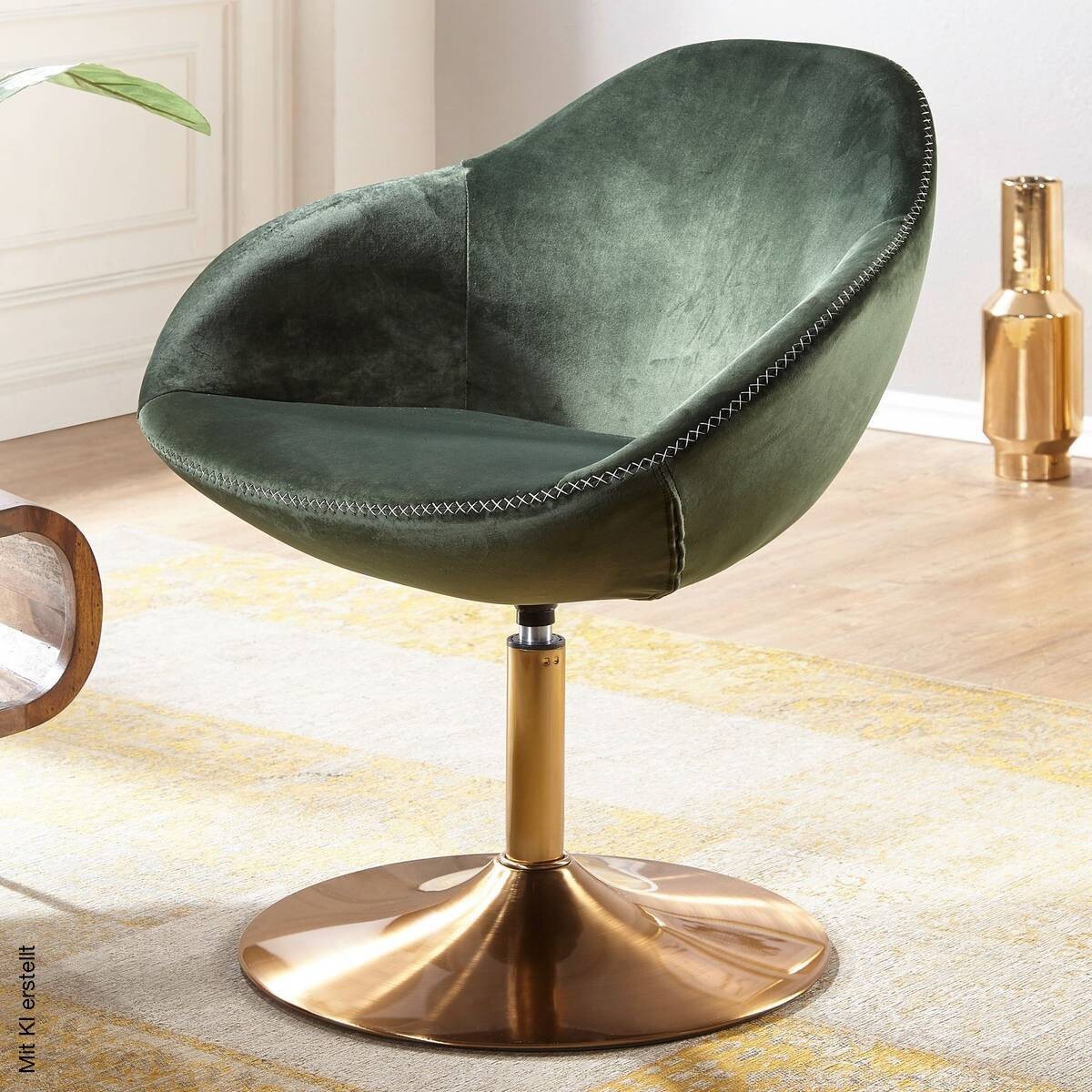 Wohnling Sessel grün gold Stoff Eisen B/H/T: ca. 70x79x70 cm