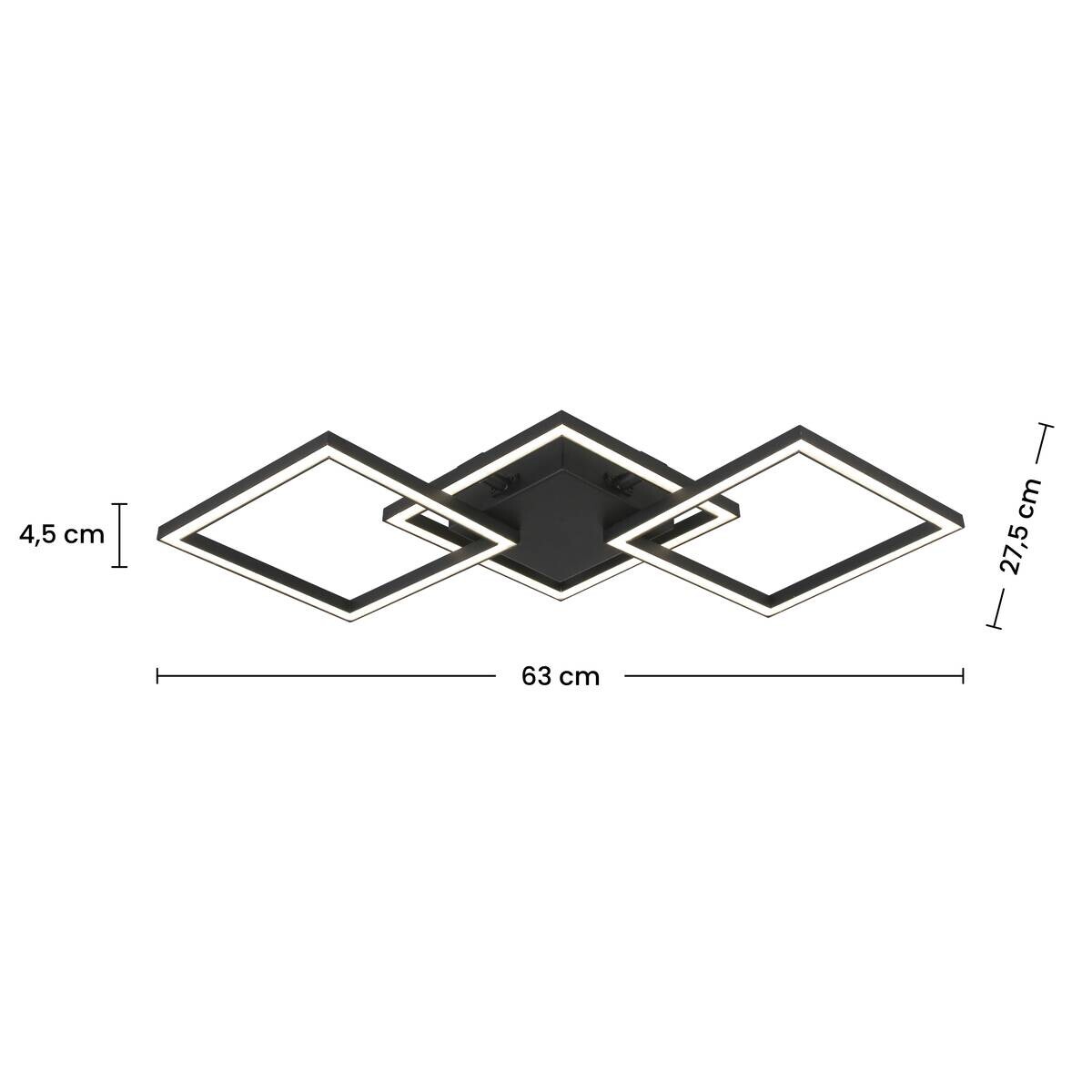 Nolo Deckenleuchte Tres schwarz Kunststoff B/H/L: ca. 29x5x63 cm