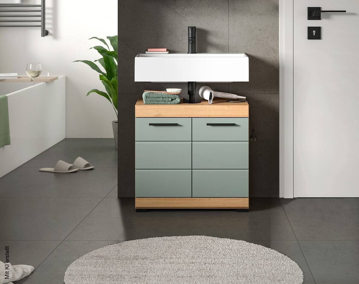 Waschbeckenunterschrank Scout Eiche Artisan Nachbildung salbei Nachbildung B/H/T: ca. 60x56x34 cm