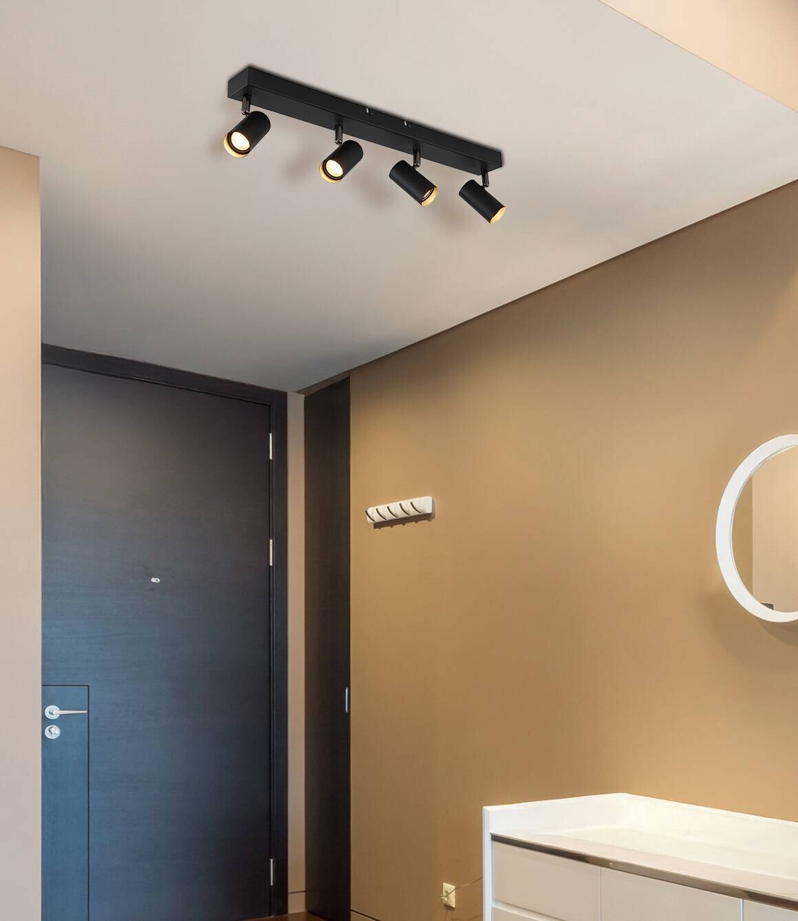 GLOBO Strahler schwarz Chrom Aluminium Metall B/H/L: ca. 7x57x12 cm 4 Brennstellen