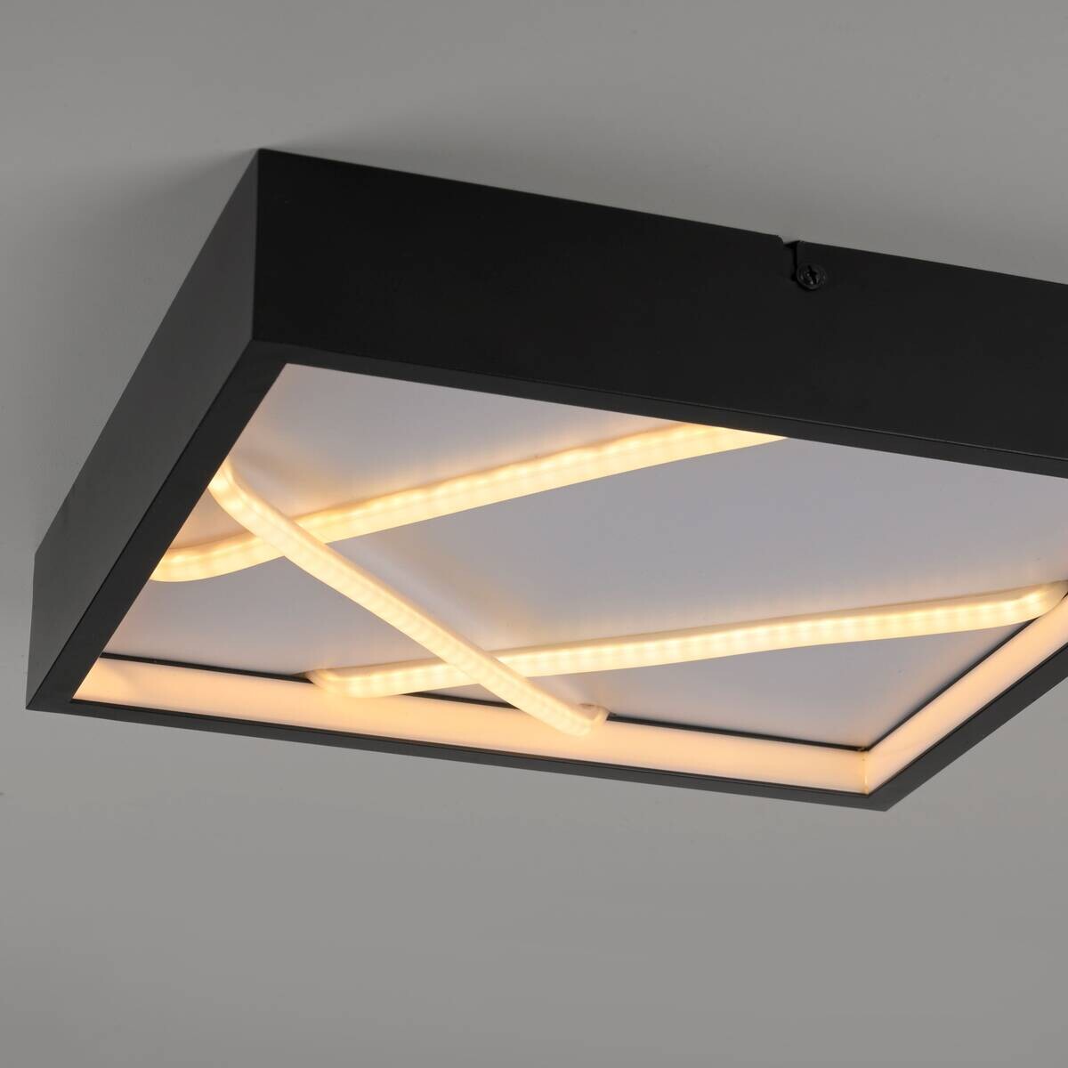 Just Light LED-Deckenleuchte Mikado schwarz B/H/L: ca. 30x5,3x30 cm