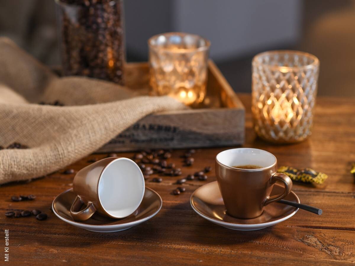 CreaTable Espressotassenset Golden Days gold Steinzeug 4 tlg.