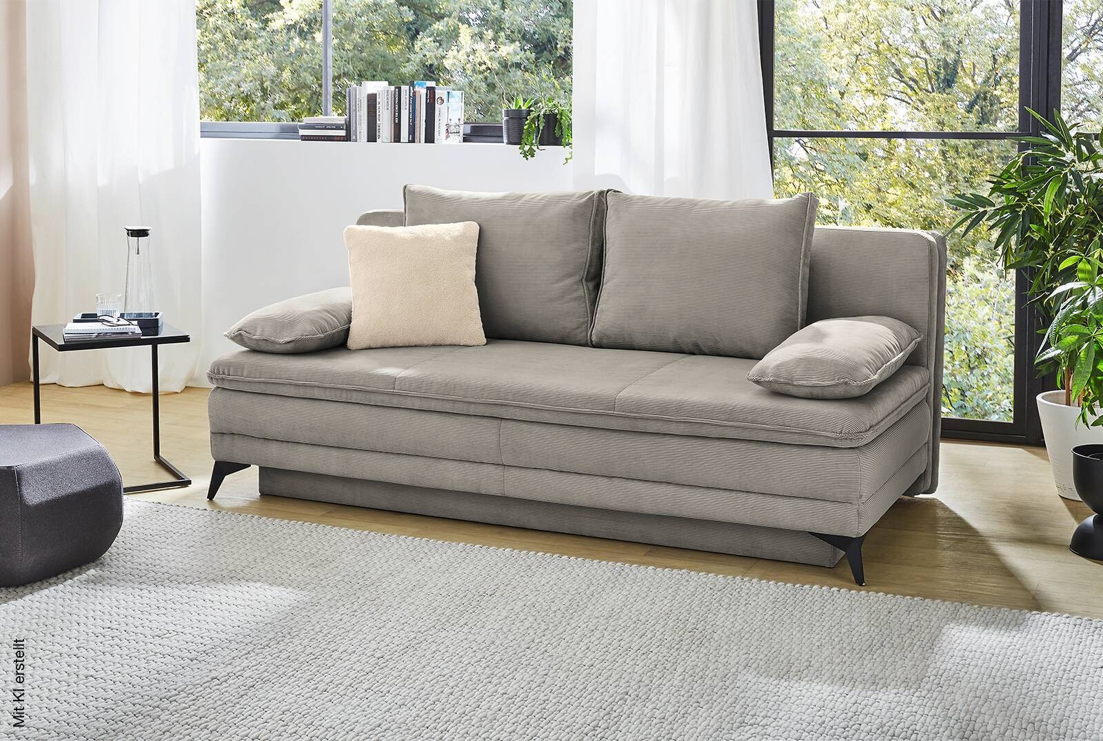Dauerschlafsofa grau Microfaser B/H/T: ca. 202x87x106 cm