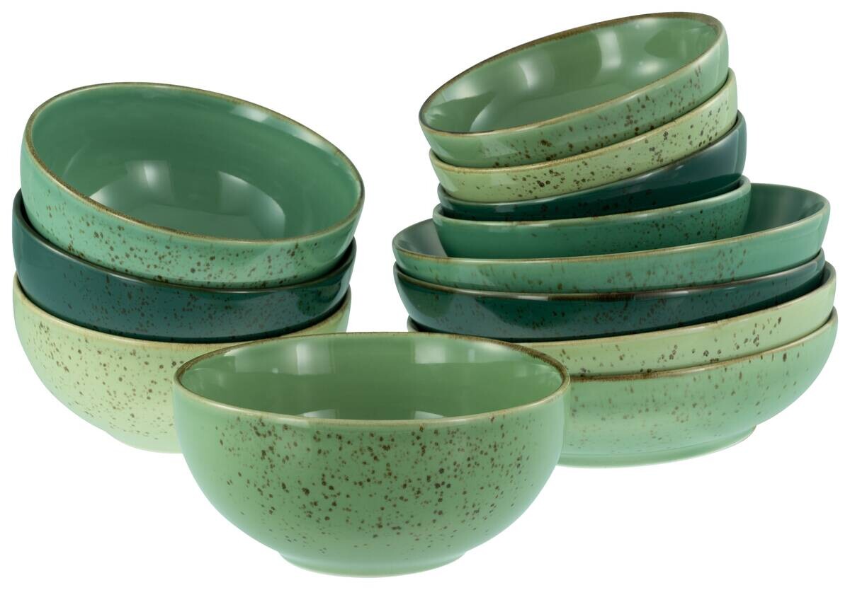 CreaTable Schüsselset Nature Collection grün Steinzeug