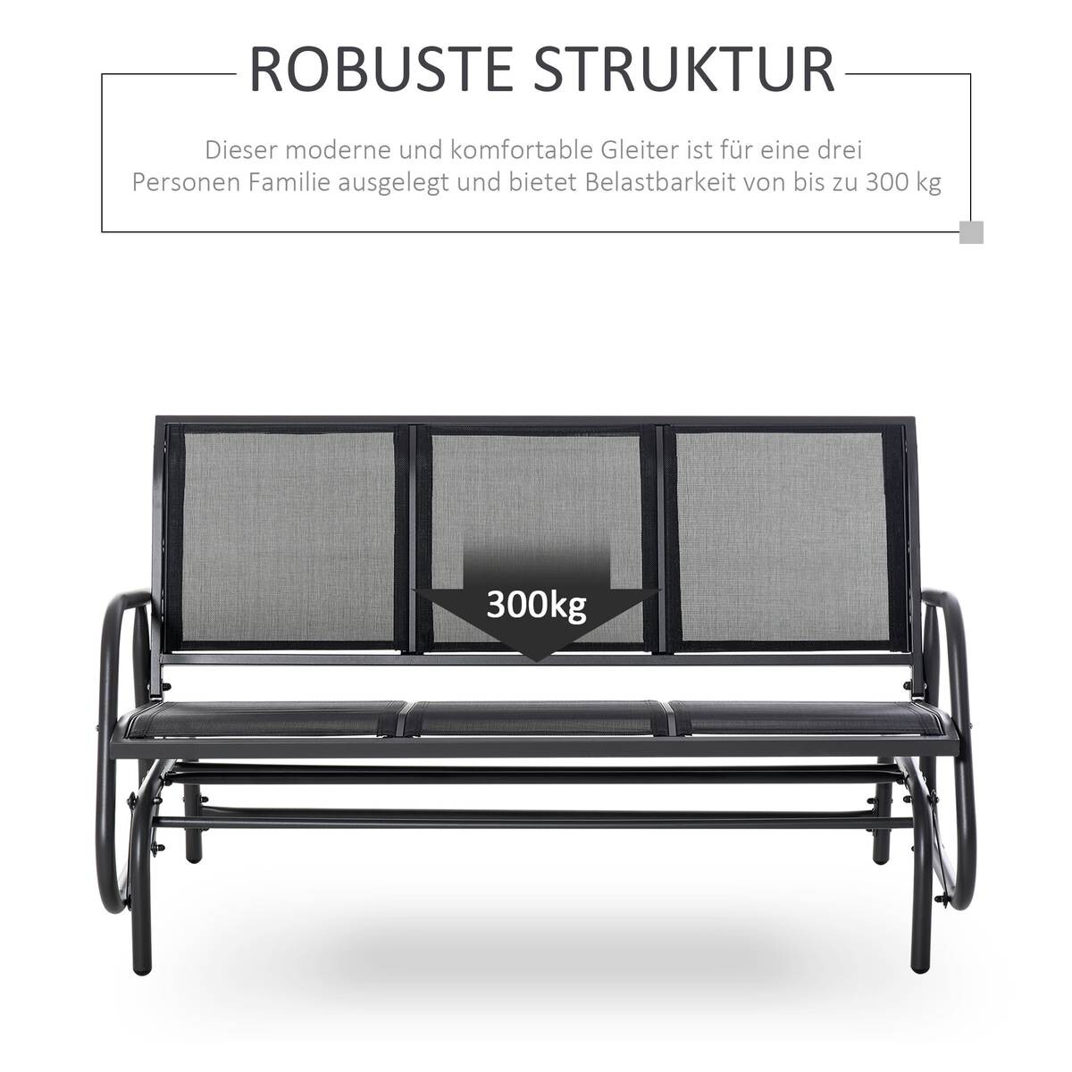 Outsunny Schaukelbank schwarz Metall B/H/L: ca. 75x85x151 cm