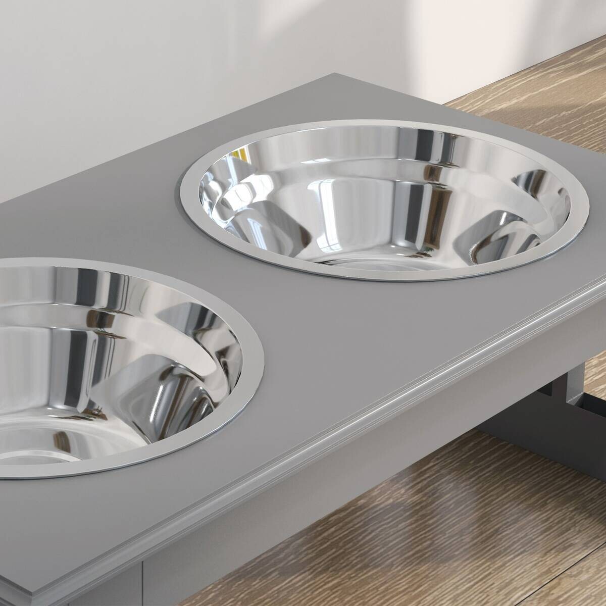 PawHut Futternapf grau MDF B/H/L: ca. 24x15x44 cm