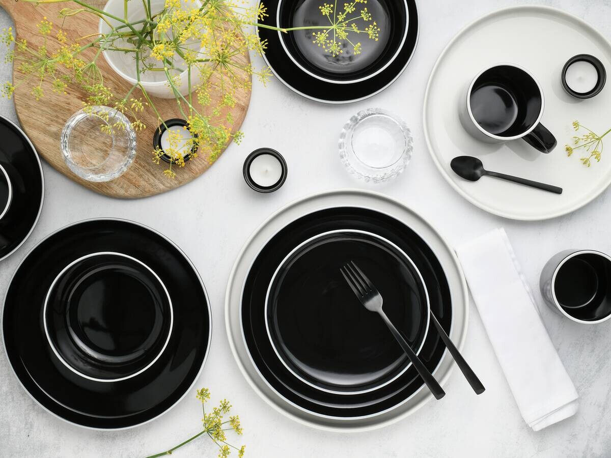 CreaTable Kombiservice Nordic Gourmet schwarz Steinzeug 16 tlg.