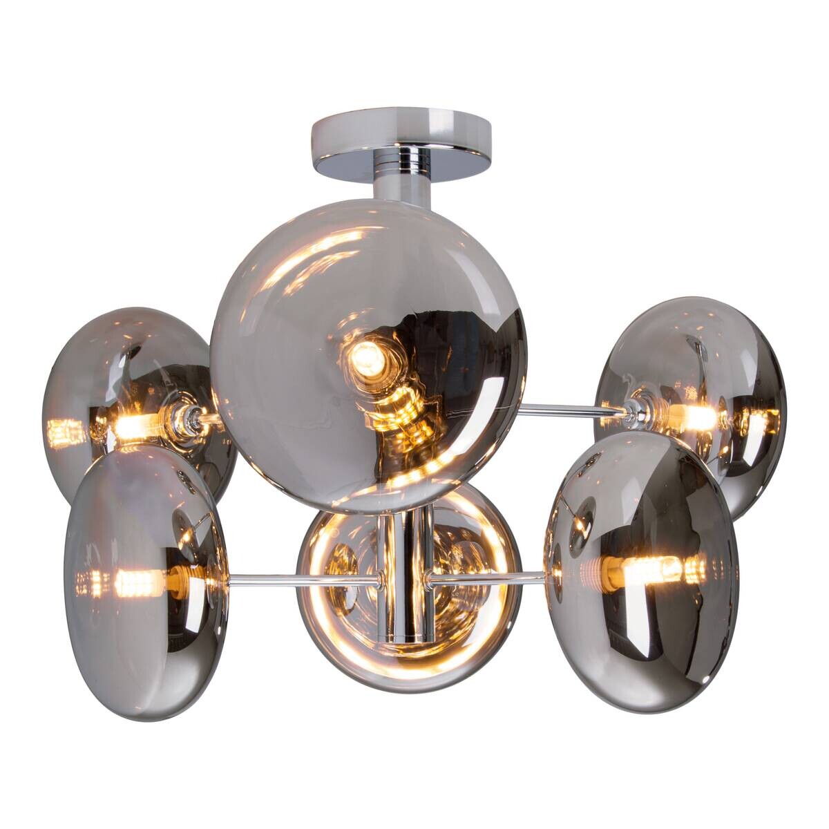 Näve Leuchten Deckenleuchte 1388397 Chrom Glas Metall B/H/T: ca. 53x38x53 cm G9 6 Brennstellen