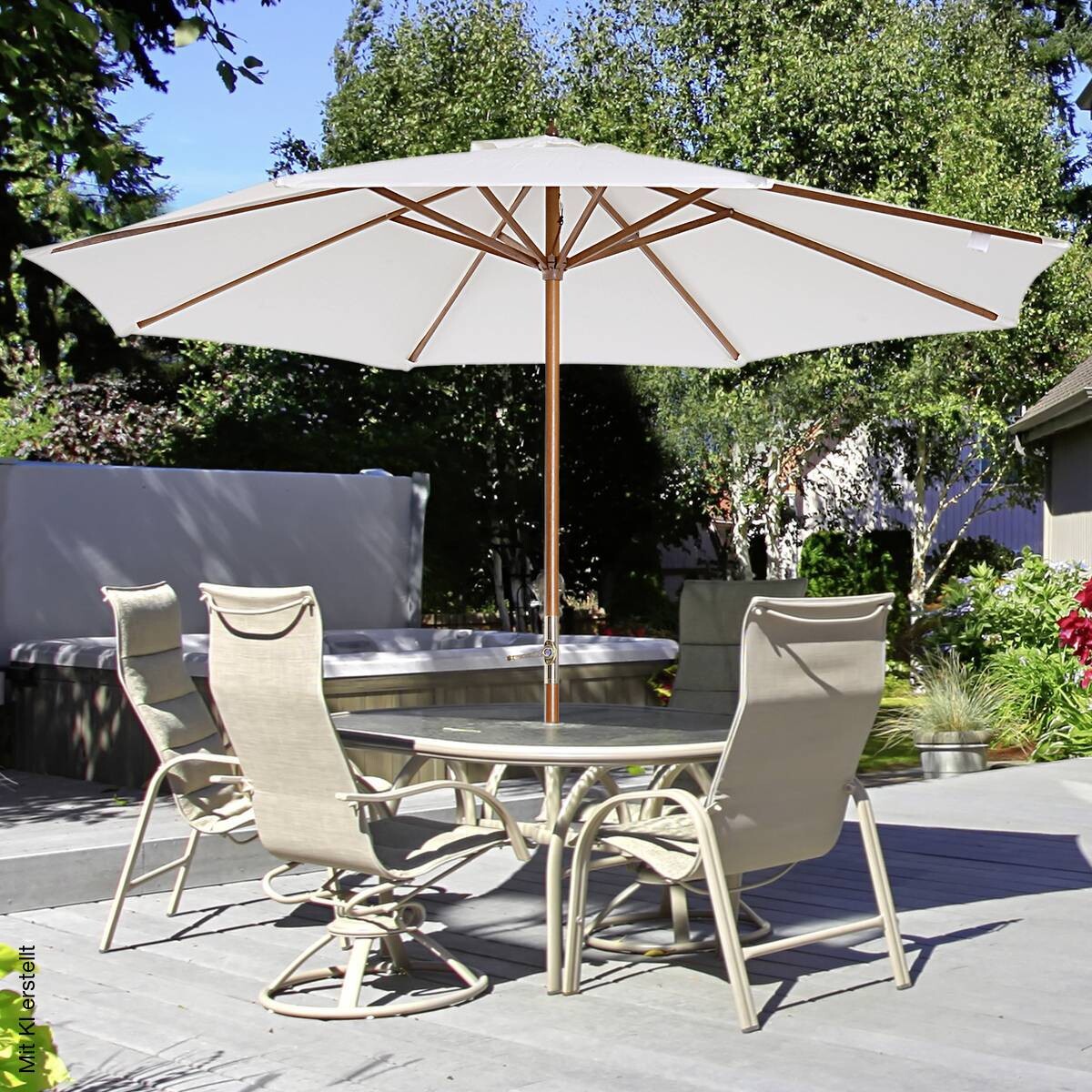 Outsunny Sonnenschirm creme Bambus H/D: ca. 245x270 cm