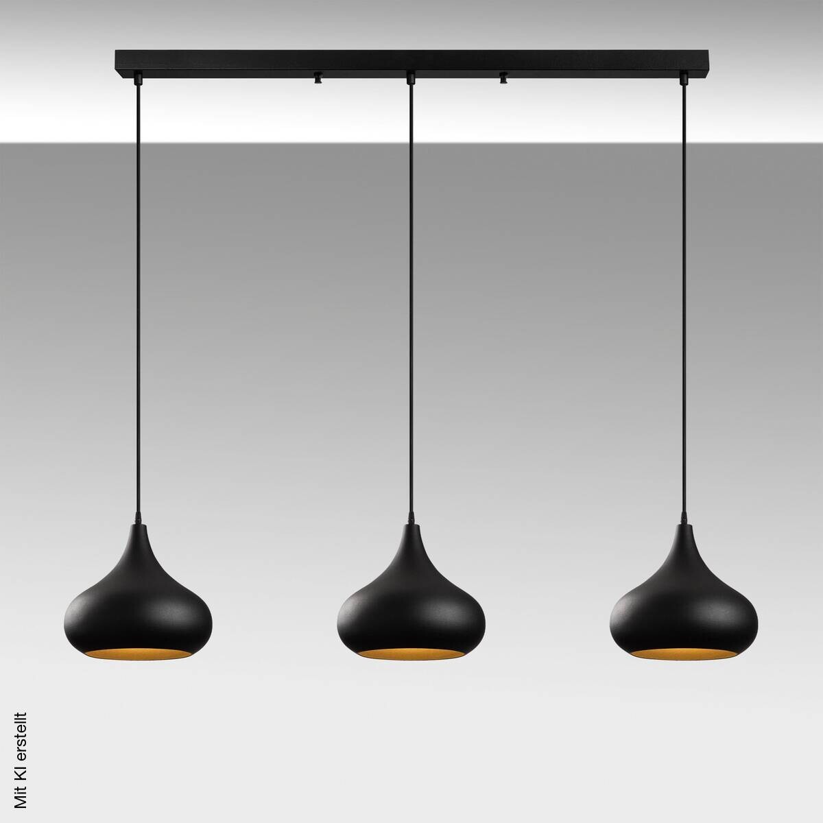Opviq Pendelleuchte Muba-11554 schwarz B/H/T/L: ca. 140x126x30x140 cm E27 3 Brennstellen