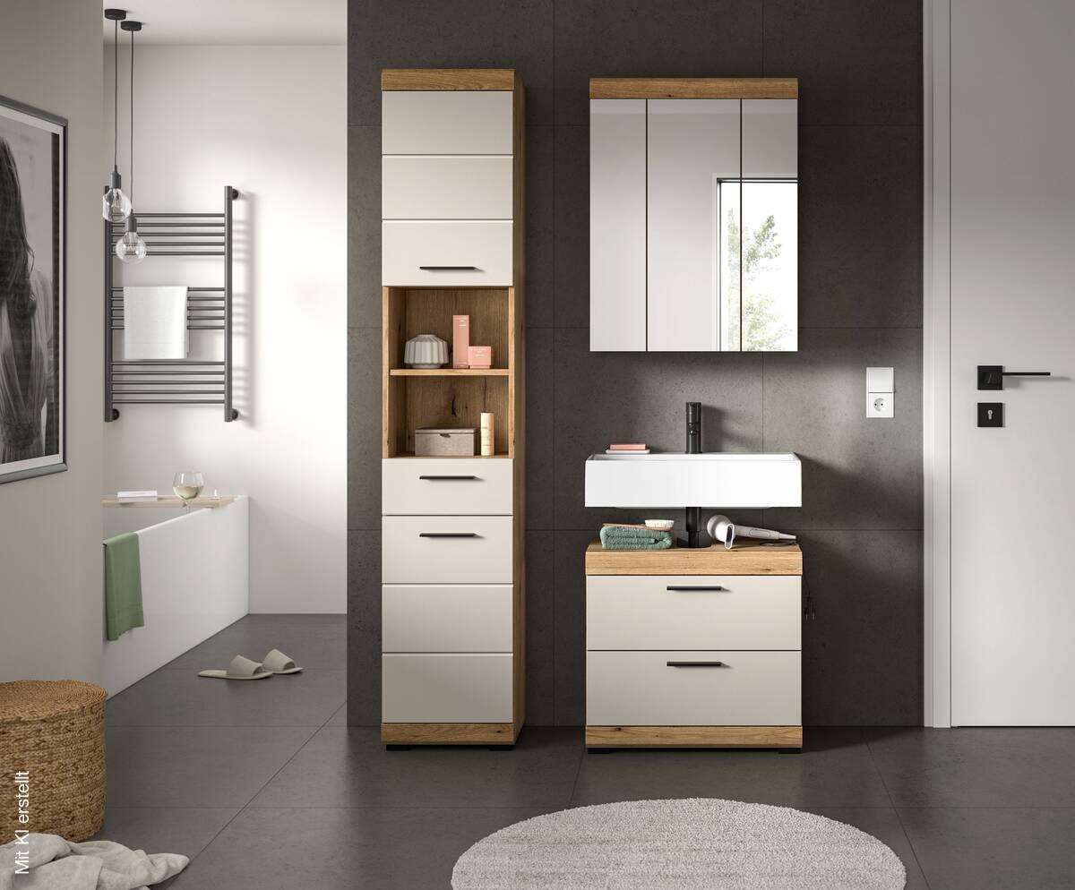Badezimmer-Set Scout Evoke Oak Nachbildung Kaschmirgrau Nachbildung B/H/T: ca. 112x191x34 cm