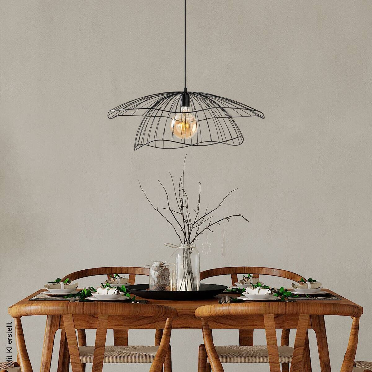 Opviq Pendelleuchte Mantar schwarz B/H/T/L/D: ca. 70x124x70x70x70 cm E27 1 Brennstellen