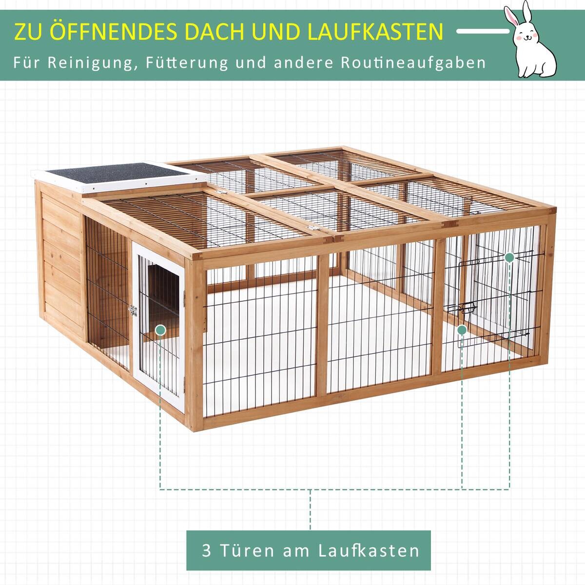 PawHut Stall natur Holz B/H/L: ca. 120x123x52 cm