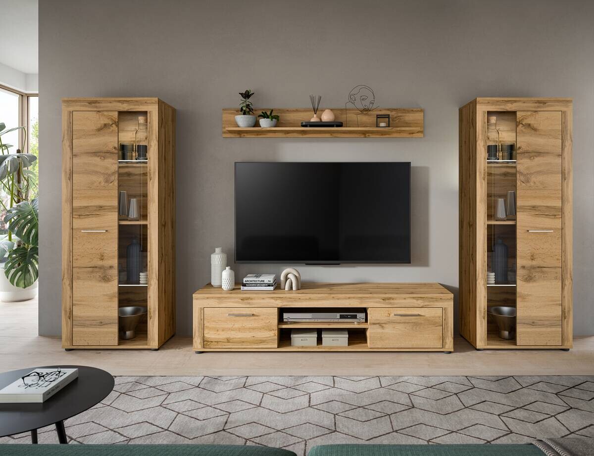 Wohnwand Jam Eiche Wotan Nachbildung B/H/T: ca. 310x159x35 cm