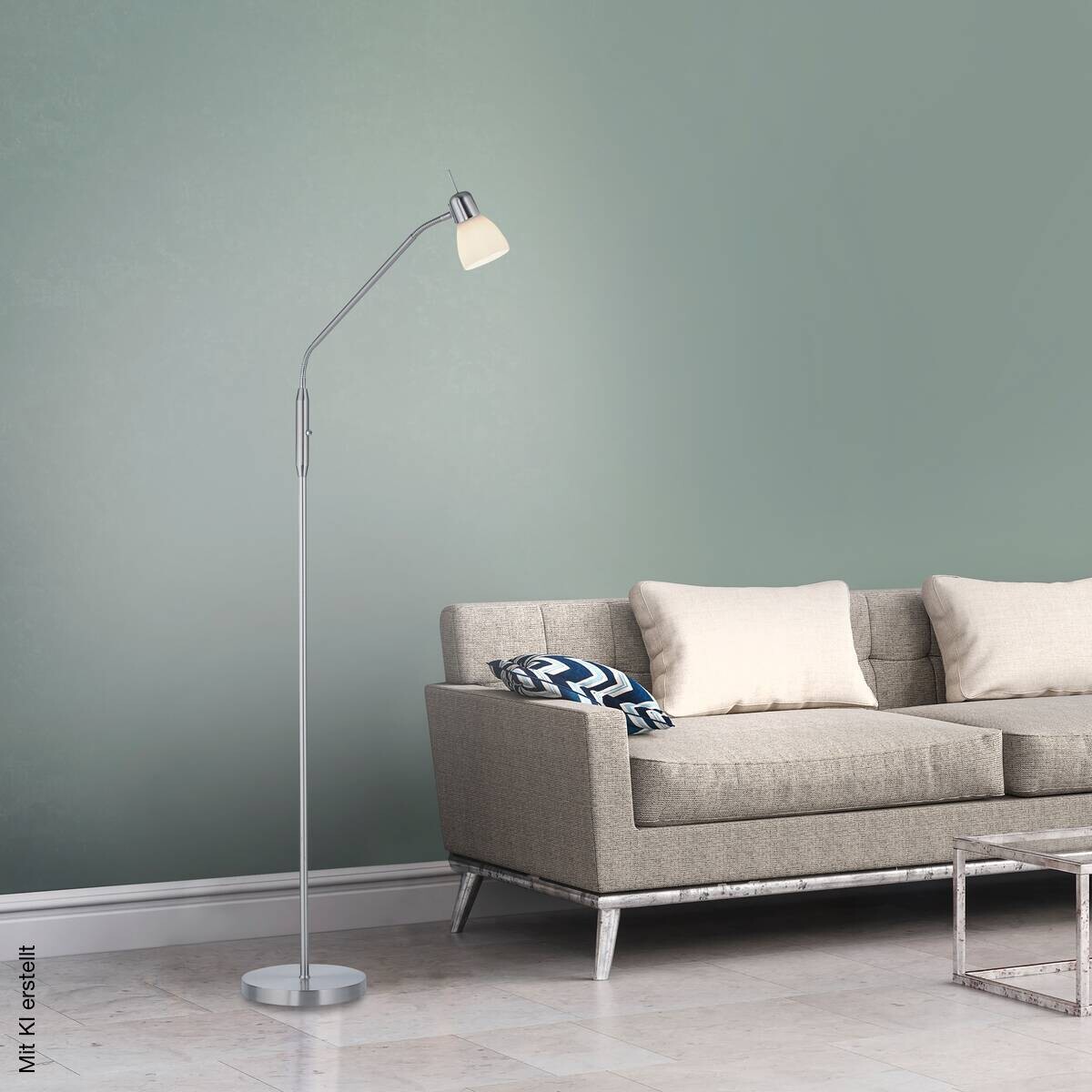 Just Light Stehleuchte Karo Stahl Aluminium Kunststoff Glas B/H/L: ca. 60x160x60 cm E14 1 Brennstellen