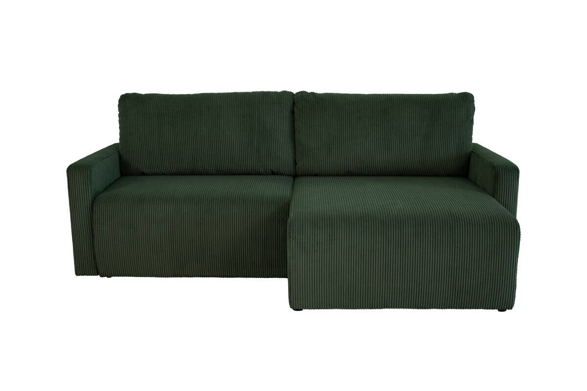 Ecksofa mit Bettfunktion und Bettkasten grün Microfaser B/H/T: ca. 227x92x146 cm